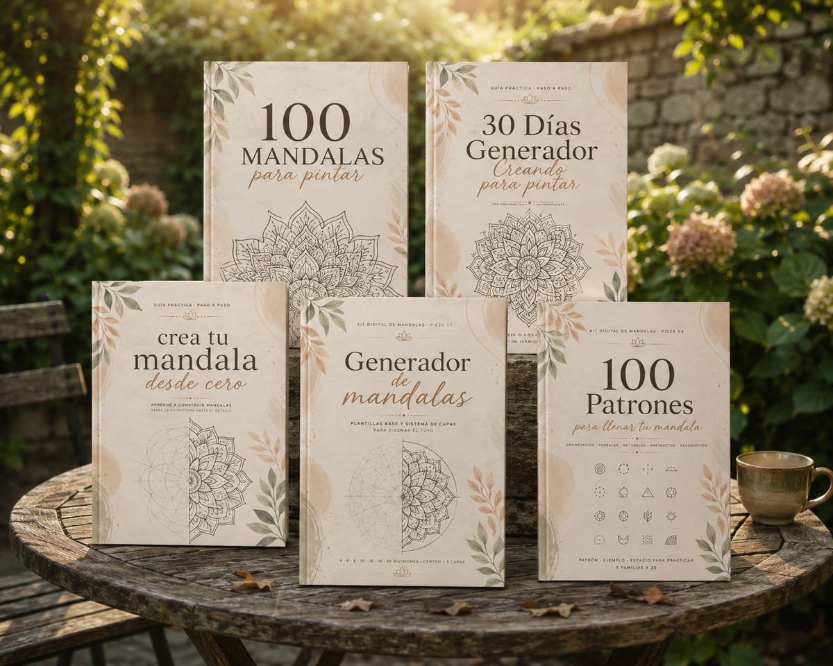 Kit de Mandalas para Colorear – +100 Imprimibles Antiestrés + Guías